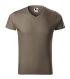 t-shirt męski v-neck slim fit, nadruk bezpośredni – army (29)